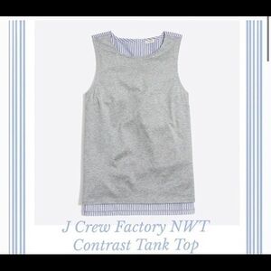 ❤️FINAL SALE❤️ NWT J. Crew Light Gray Striped Contrast Tank Top Size Medium
